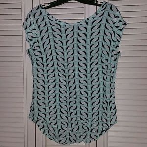 Mint green bird print cap sleeve Stylus shirt